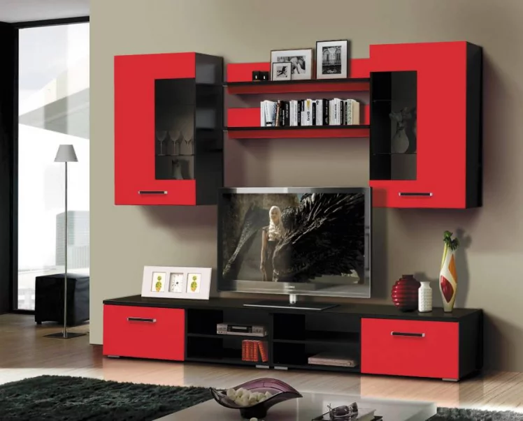 Набор мебели для гостиной Грация 1.4 МДФ матовый Венге/Красный_0