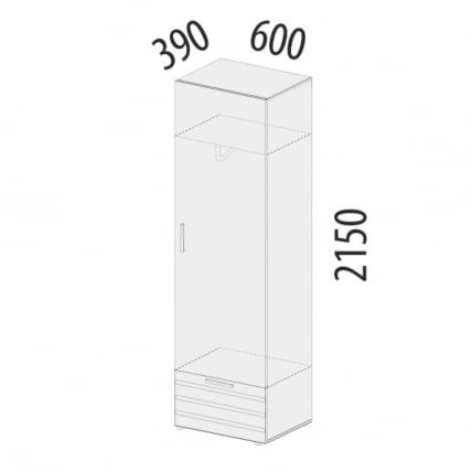 Шкаф для одежды со штангой (лев/прав) Денвер 400.01_4