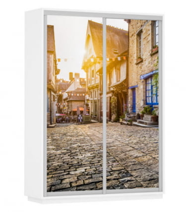 Шкаф-купе двухдверный Экспресс Дуо 1600х2200h Улица/Белый снег_0