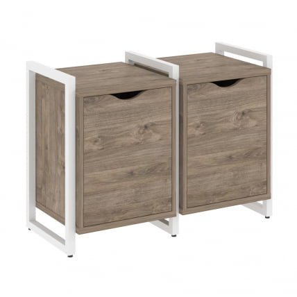 Тумба на регулируемых опорах наборная. Вариант №2 LOFT VR.L-TN-2.O Металл белый Тиквуд темный_0