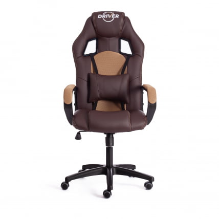 Кресло DRIVER (22) кож/зам/ткань, коричневый/бронза, 36-36/TW-21_4
