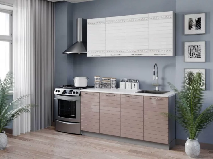 Кухонный гарнитур 2200 Анастасия №3 Белый Капучино_0