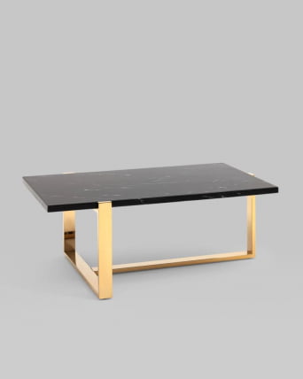 Журнальный столик Тоби 109*66 черный мрамор сталь Золото_2