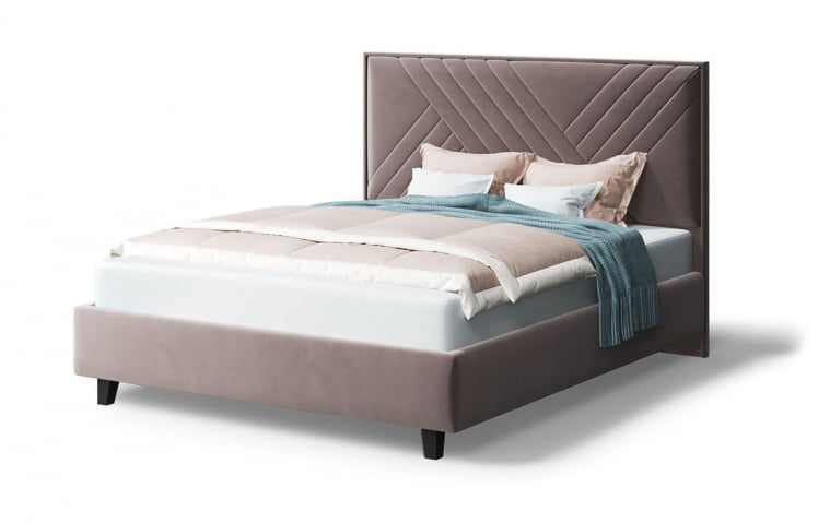 Кровать МИРА 2000*1400мм (на опорах), велюр Бренди лайт 05 (кофе), (б/основания, б/матраса)_0