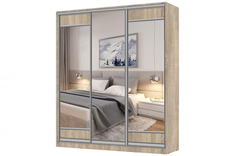 Шкаф-купе 3-х дверный Виктория 2000х584х2300, Дуб сонома светлый 20ДЛЗЛДЗДЛЗЛ-ЯЯПП-Дсс 310-3348_0