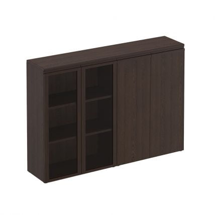 Шкаф для документов средний комбинированный (со стеклом + закрытый) MARK МК 322 Дуб валенсия_0