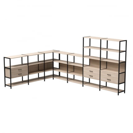 Набор стеллажных систем Everprof EVO №19 Дуб Соната Черный_0