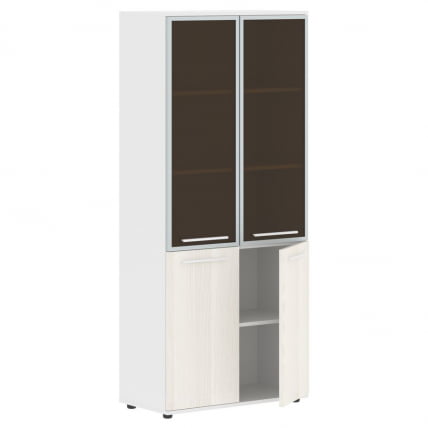 Шкаф комбинированный  с дверьми в металлической раме EDIS EHCS 85.7 Ясень Траун Белый Белый_1