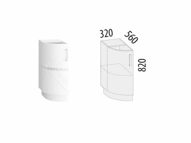 Напольный шкаф торцевой (лев) Бьянка 102.65_1