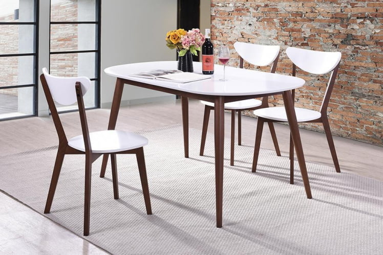 Стол обеденный MAX (Макс) основание бук, столешница мдф, 140 х 80 х 75см, Белый + Коричневый_5