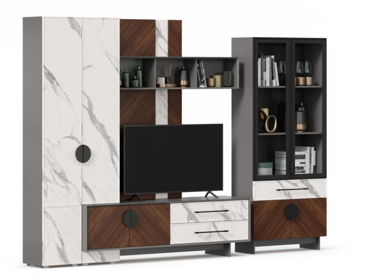 Набор мебели для гостиной Вилена №3 Оникс Серый/Орех/Монте белый_4