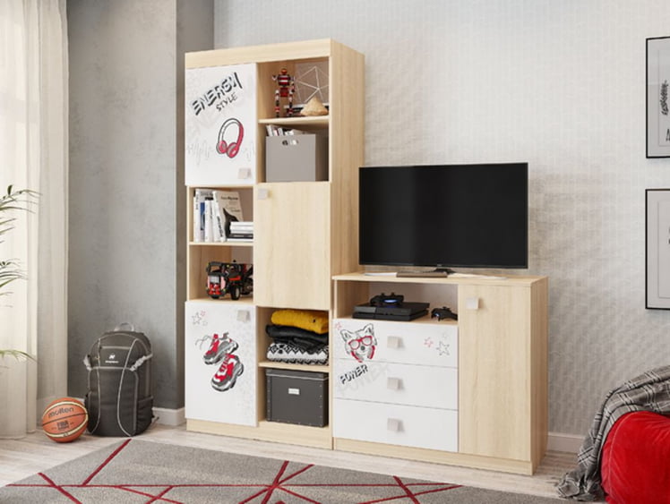 Стеллаж Энерджи MDE-03 Дуб сонома Белый_2