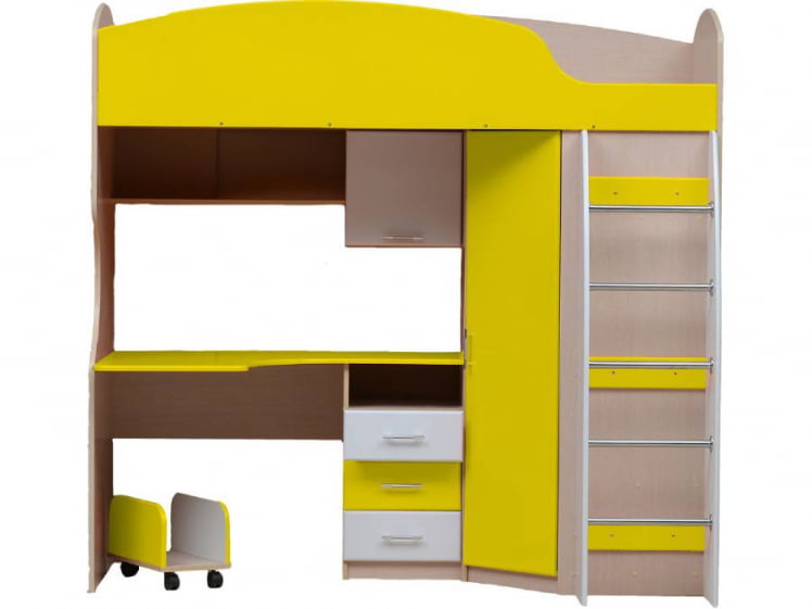 Уголок школьника Юниор-5 МДФ матовый Дуб молочный/Желтый/Белый_0