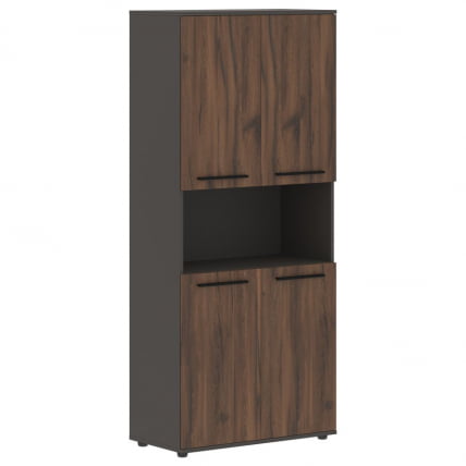 Шкаф с двумя комплектами глухих малых дверей EDIS EHCS 85.4 Дуб Денвер темный Черный Мокко_0
