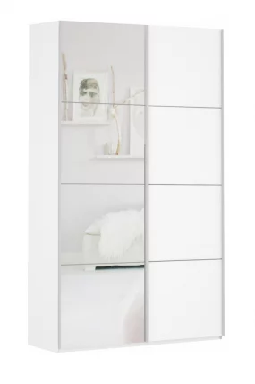 Шкаф-купе двухдверный Прайм 1200 ДСП/Зеркало Белый снег_0