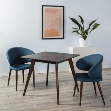 Стол Лунд 860*860 мрамор Графит /темный орех_5