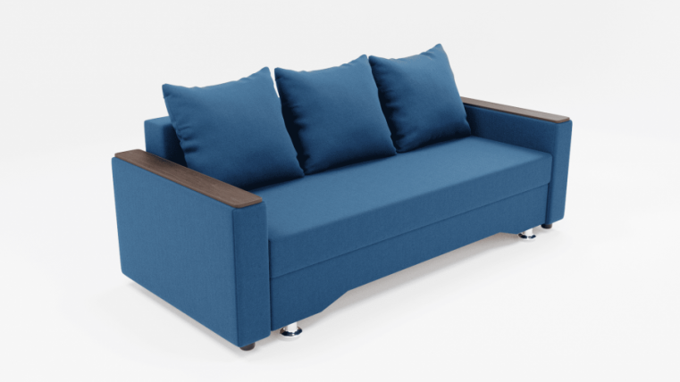 Диван Квадро-2 ППУ (ЗР) Цвет фасада: Синий; Тип: Прямой; Материал фасада: Металл/Велюр_0