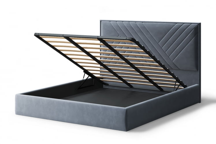 Кровать МИРА 2000*1800мм (без опор), велюр Бренди лайт 28 (серый), (б/основания, б/матраса)_2