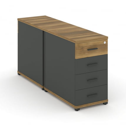 Тумба двухсторонняя опорная приставная с 4-мя ящиками CONCEPT CN.DTGO-002 B/W Сандал Янтарный Антрацит_0