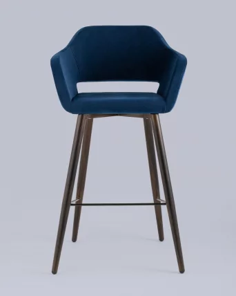 Стул барный Саймон Б велюр Темно-синий_3