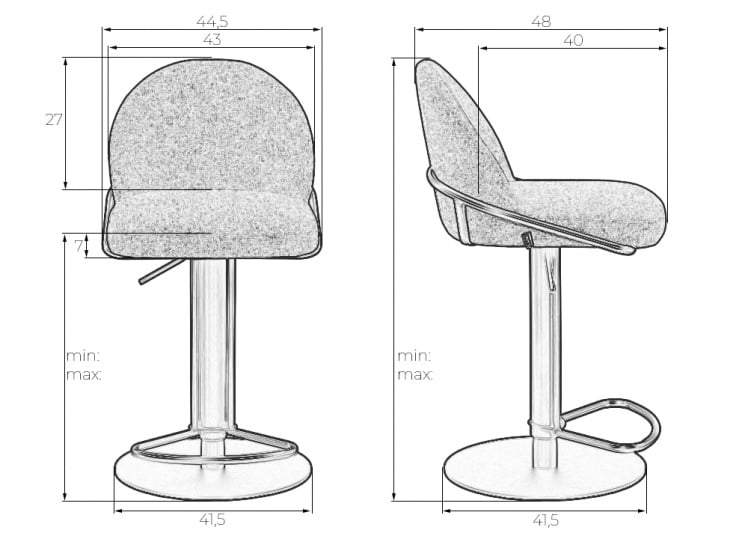Стул барный DOBRIN OLIVER (серая ткань (FLY1347-17))_8