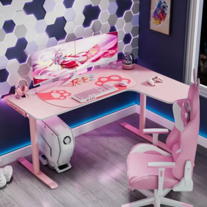 Стол письменный (для компьютера) угловой EUREKA ERK-L60R-PK-V2 (правый), розовый_12