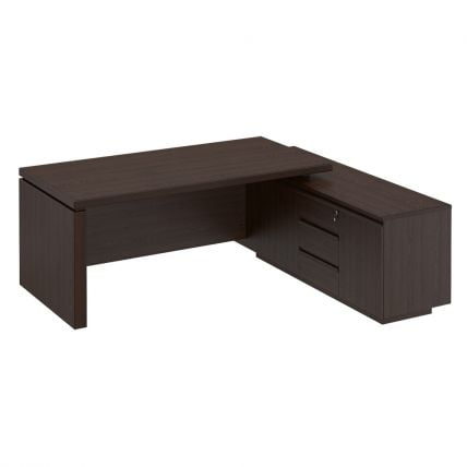 Стол руководителя на опорной тумбе MARK МК 136 левый Дуб валенсия_0