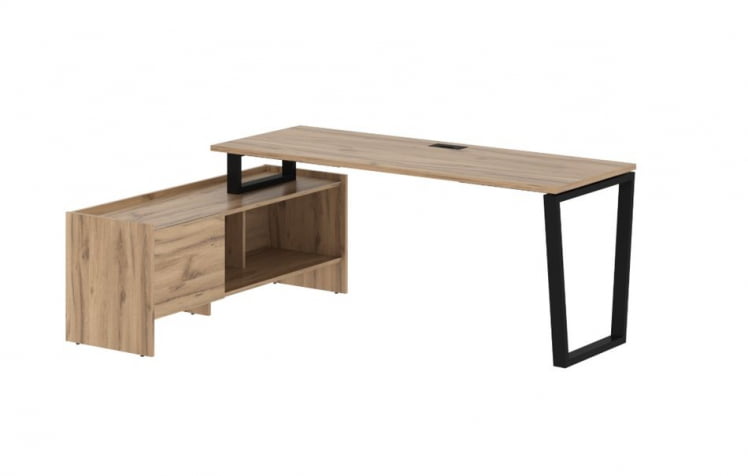 Стол с тумбой EDIS EVCT 19614 Дуб Денвер светлый Черный_0