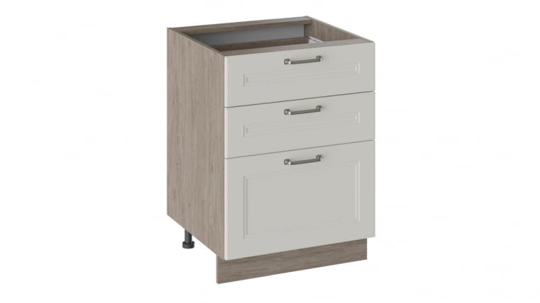 Шкаф напольный с 3-мя ящиками Одри Н3Я(Т)_72-60_3Я Дуб Сонома трюфель/Бежевый шелк_0