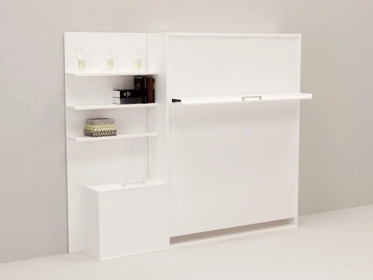 Откидная кровать с полкой Смарт 1 К 1400+П левая Ясень шимо темный_0