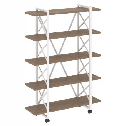 Стеллаж на колесных опорах - 5 полок LOFT VR.L-MST.K-5.8V Металл белый Дуб Аризона_0