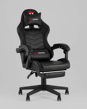 Кресло спортивное TopChairs Prophet с оттоманкой черный_0