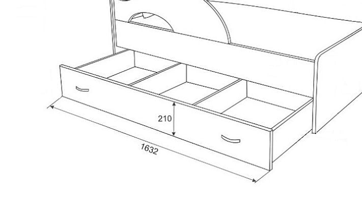 Ящик для кровати 160 РАДУГА Дуб млечный / Голубой_1