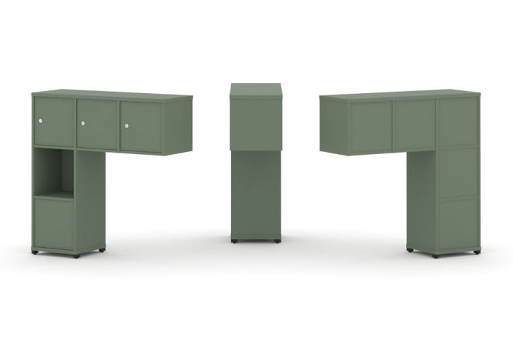 Надставка на стол низкая односторонняя + задняя стенка (5 шт.) + блок с 1-м ящиком (1 шт.) + распашной фасад (3 шт.) CONCEPT CN.ONN-006 Кобо Черный металл_0