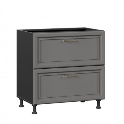 Тумба кухонная 800 с 2 ящиками ЛЮКС (4) Джелатто ЛД 241.920.000.165 Черный Оникс серый_0