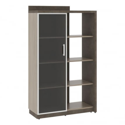 Шкаф со стеклянной дверью левый WOOD&STONE СФ-534181 Бетон Чикаго темный Дрифтвуд_0