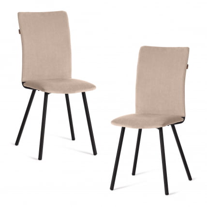 Стул обеденный La Rousse (2 шт. в упаковке) NEW, велюр, бежевый/черный, 7, 45х55х93 см_0