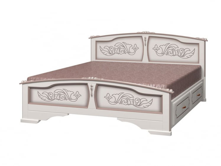 Кровать Елена 200х160 с выкатными ящиками Дуб молочный_0