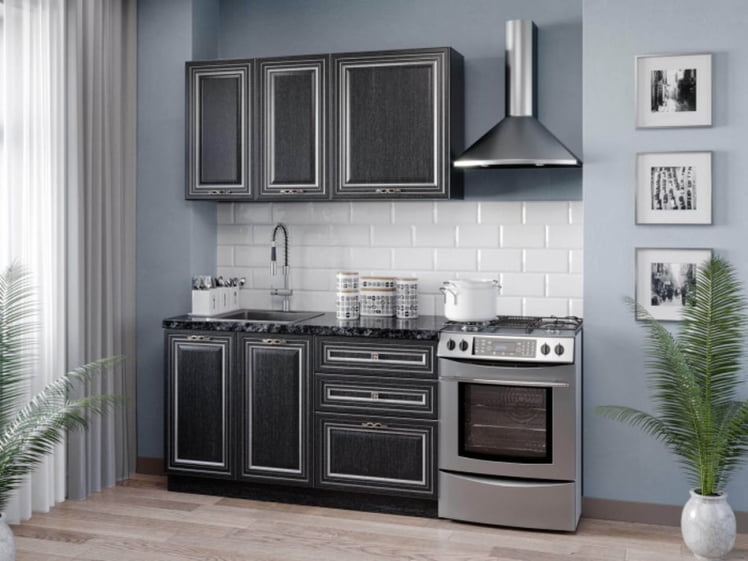 Тумба кухонная 500 с 2 ящиками (4) Италия ЛД 275.126.000 Черный Дуб темный_3