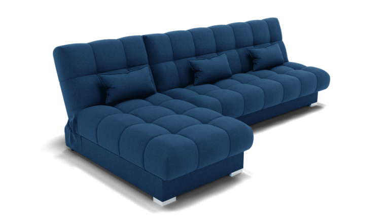 Диван Фиеста-2 угол левый/правый (ЗР) Цвет фасада: Синий; Тип: Левый/правый; Материал фасада: Металл/Велюр_0