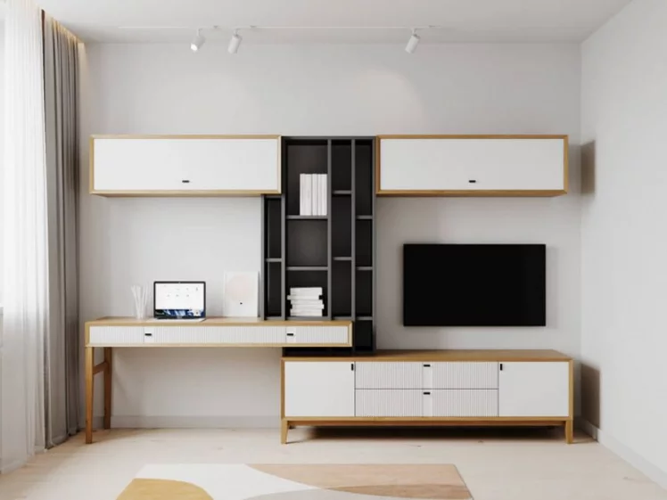 Тумба ТВ комбинированная Бари ЛД 698.070.000 Дуб Золотой Оникс серый Белый_2