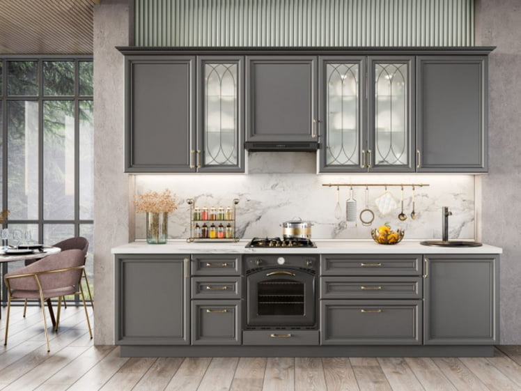 Тумба кухонная 200 бутылочница Джелатто ЛД 241.100.000.086 Белый Оникс серый_2