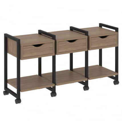 Тумба на колесных опорах наборная. Вариант №4 LOFT VR.L-TN-4.K Металл черный Дуб Аризона_0