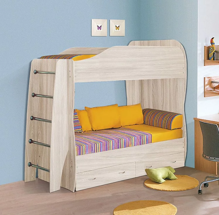 Кровать 2-ярусная Ясень шимо светлый_0