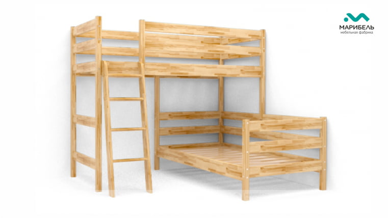 Кровать двухъярусная 800 В-2-4-Н (массив) Орех темный массив_0