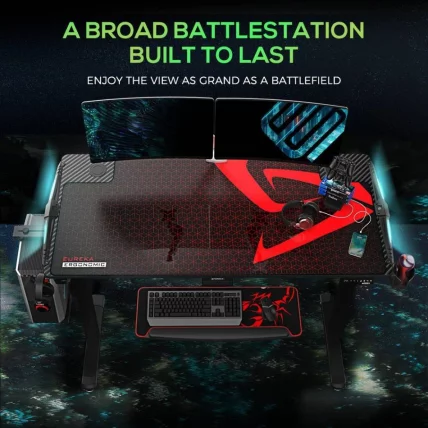 Геймерский стол c электрической регулировкой по высоте EUREKA ERK-EGD-S62B Черный с RGB_2