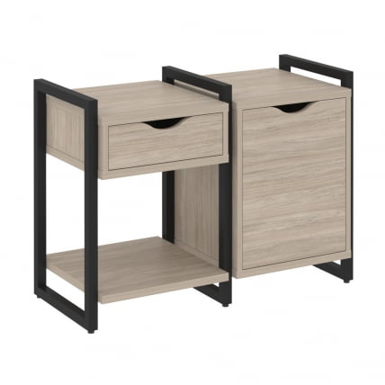 Тумба на регулируемых опорах наборная. Вариант №3 LOFT VR.L-TN-3.O Металл черный Дуб Аттик_0