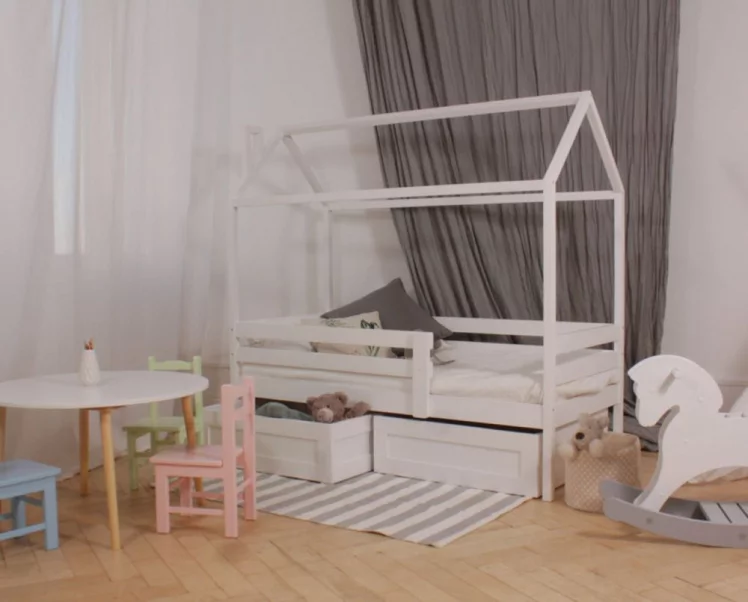 Кровать-домик RooRoom кд-3С с ящиками Серый_0