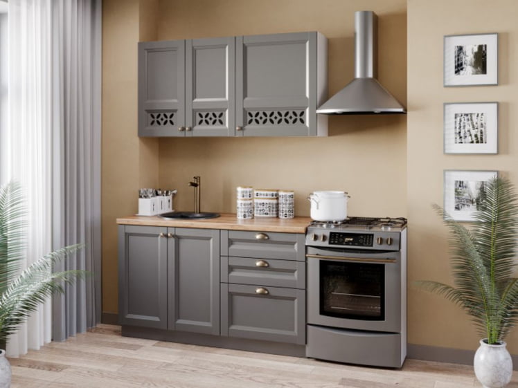 Шкаф кухонный 600 Амели-3 ЛД 299.350.000.029 Белый Оникс серый_2