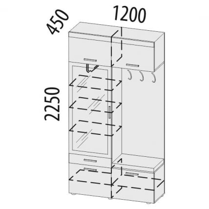 Панель с крючками и зеркалом (лев/прав) Тиффани 47.07.1 Сосна Астрид Мелинга Игуана Бежевый_8